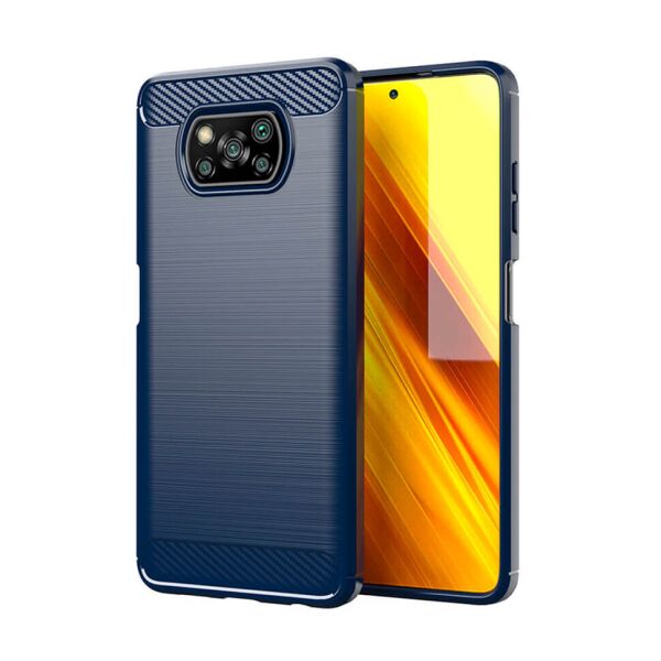 

Чехол Lenuo Carbon Fiber для Poco X3 NFC Navy Blue