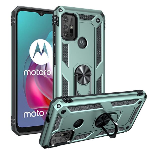 

Ударопрочный чехол Shell Ring для Motorola G30 Зеленый