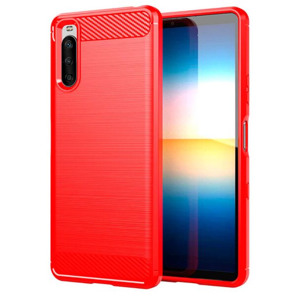 

Чехол Lenuo Carbon Fiber для Sony Xperia 5 II Red