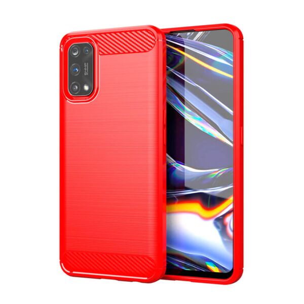 

Чехол Lenuo Carbon Fiber для Realme 7 Pro Red