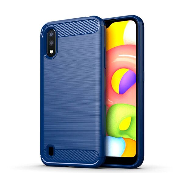 

Чехол Lenuo Carbon Fiber для Samsung Galaxy A01 A015F Navy Blue