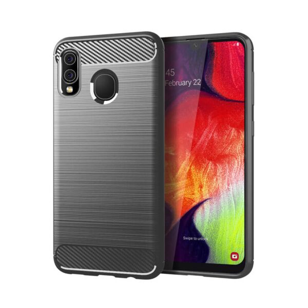 

Чехол Lenuo Carbon Fiber для Samsung Galaxy A20 Gray