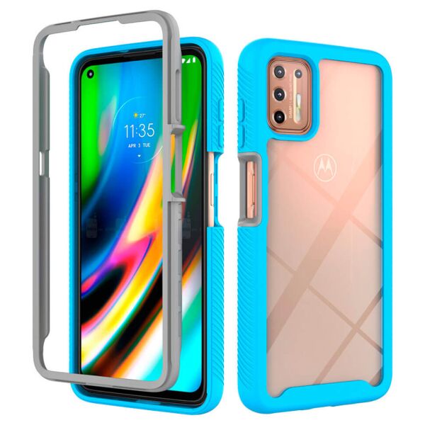 

Противоударный чехол для Motorola G9 Plus Sky Blue / Transparent
