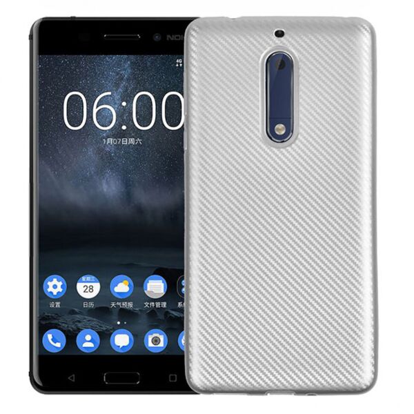 

Чехол Lenuo Carbon для Nokia 5 Silver