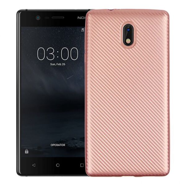 

Чехол Lenuo Carbon для Nokia 3 Rose Gold