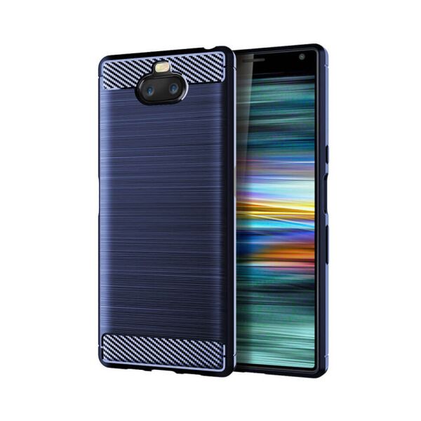 

Чехол Lenuo Carbon Fiber для Sony Xperia 20 Navy Blue