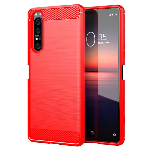 

Чехол Lenuo Carbon Fiber для Sony Xperia 1 II Red