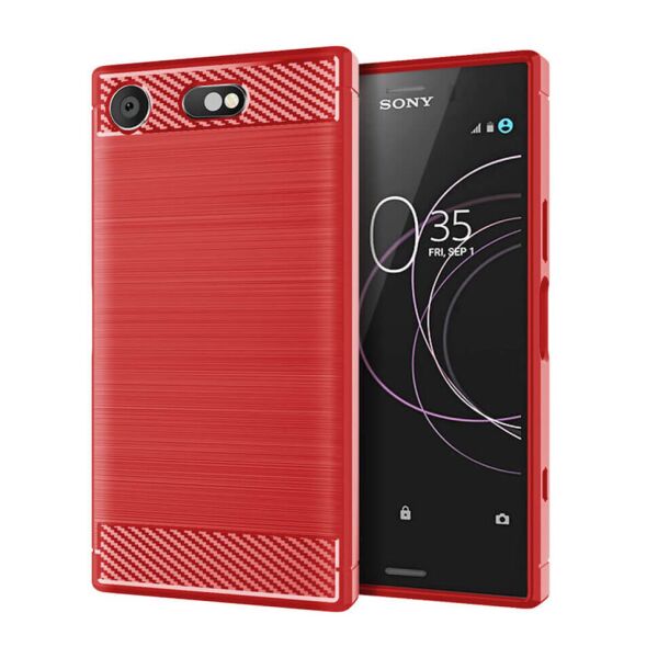 

Чехол Lenuo Carbon Fiber для Sony Xperia XZ1 Compact G8441 Red