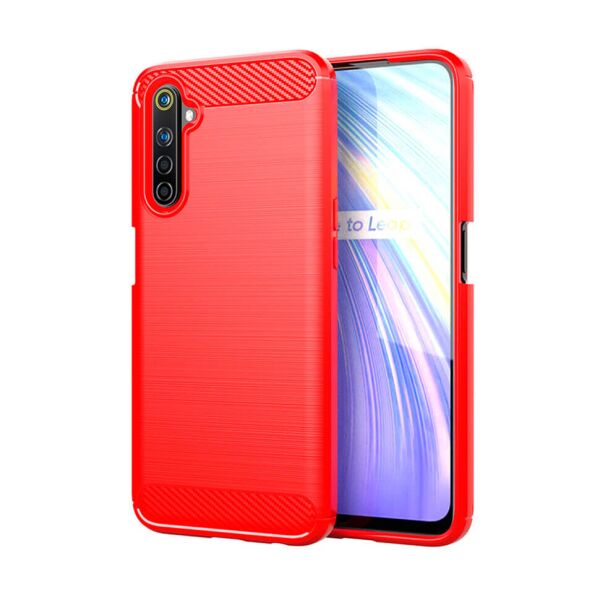 

Чехол Lenuo Carbon Fiber для Realme 6 Red