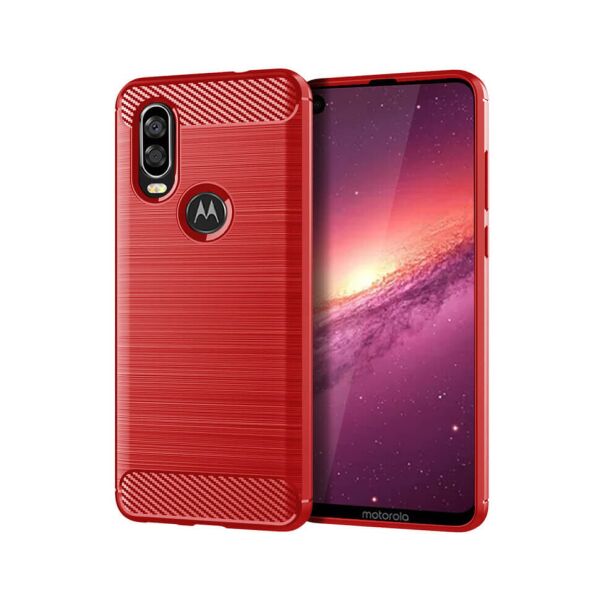 

Чехол Lenuo Carbon Fiber для Motorola One Vision Red