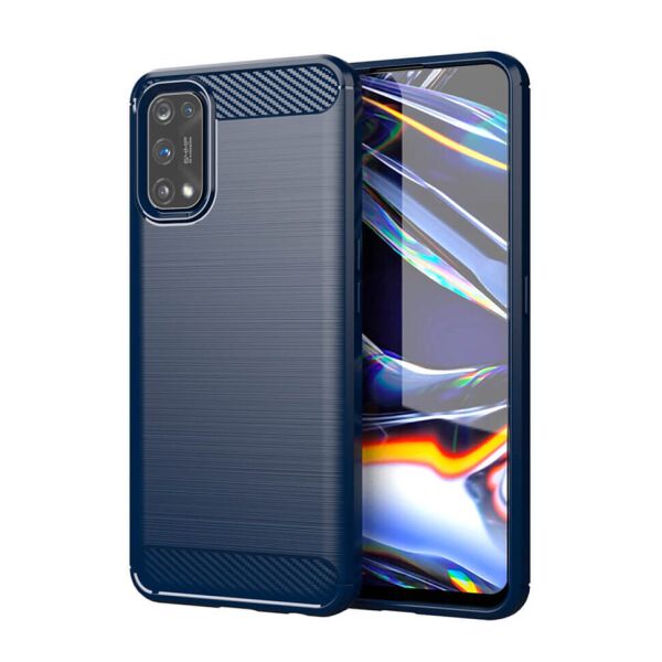 

Чехол Lenuo Carbon Fiber для Realme 7 Pro Navy Blue