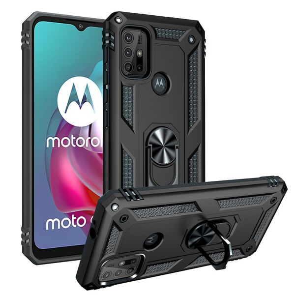 

Ударопрочный чехол Shell Ring для Motorola G10 Чёрный
