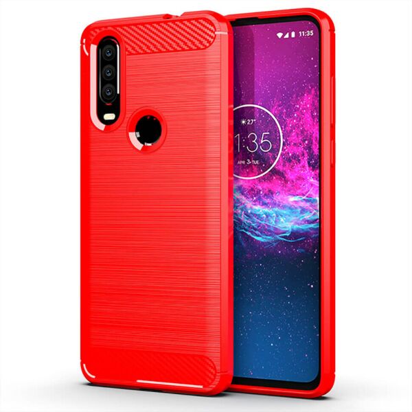 

Чехол Lenuo Carbon Fiber для Motorola One Action Red