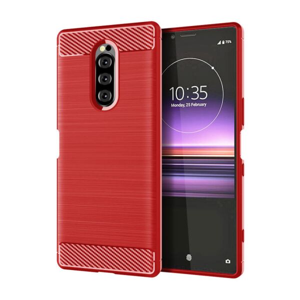 

Чехол Lenuo Carbon Fiber для Sony Xperia 1 Red