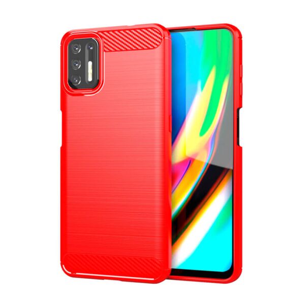 

Чехол Lenuo Carbon Fiber для Motorola G9 Plus Red