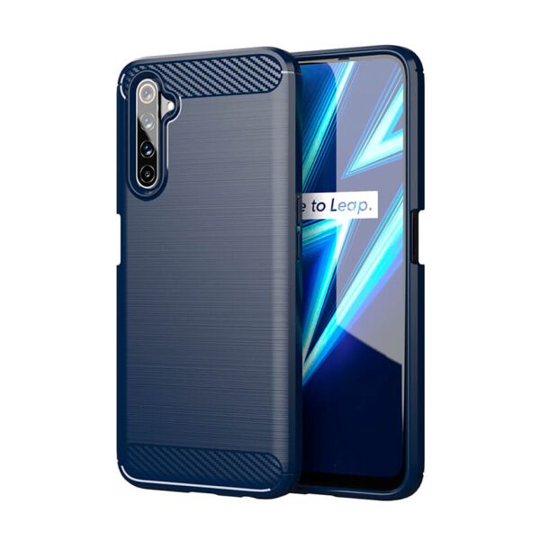 

Чехол Lenuo Carbon Fiber для Realme 6 Pro Navy Blue