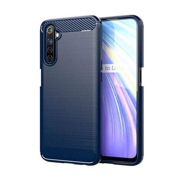 

Чехол Lenuo Carbon Fiber для Realme 6 Navy Blue