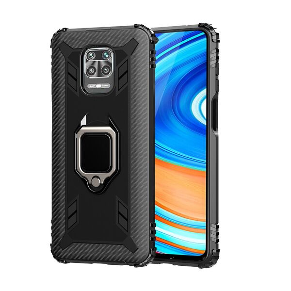 

Чехол Lenuo Carbon Fiber Ring Series для Redmi Note 9S/9 Pro/9 Pro Max Black