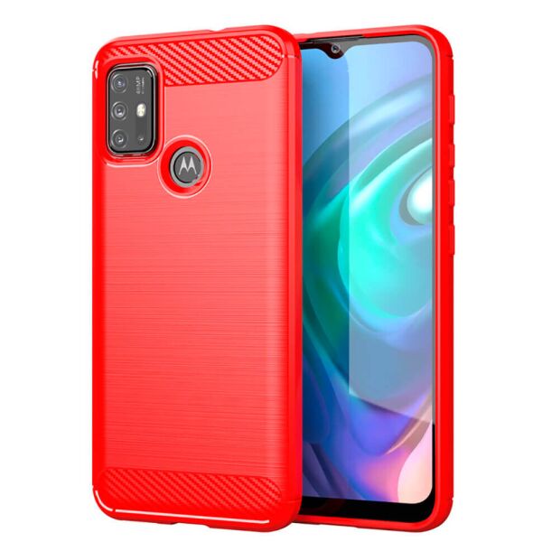 

Чехол Lenuo Carbon Fiber для Motorola G20 Красный