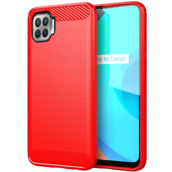 

Чехол Lenuo Carbon Fiber для OPPO Reno4 Lite Red