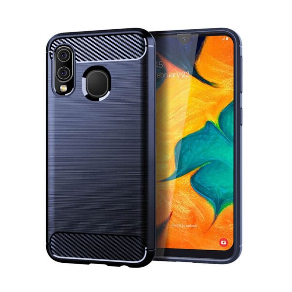 

Чехол Lenuo Carbon Fiber для Samsung Galaxy A40 A405F Navy Blue