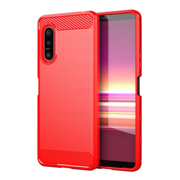 

Чехол Lenuo Carbon Fiber для Sony Xperia 5 Red