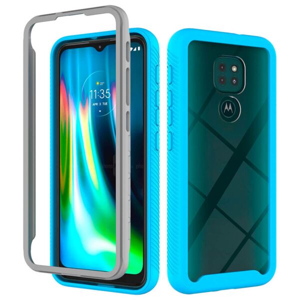 

Противоударный чехол для Motorola E7 Plus Sky Blue / Transparent