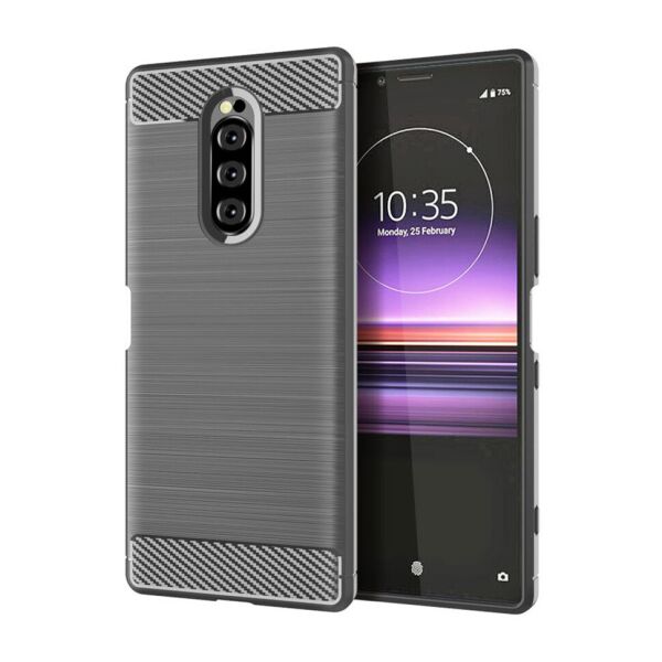 

Чехол Lenuo Carbon Fiber для Sony Xperia 1 Gray