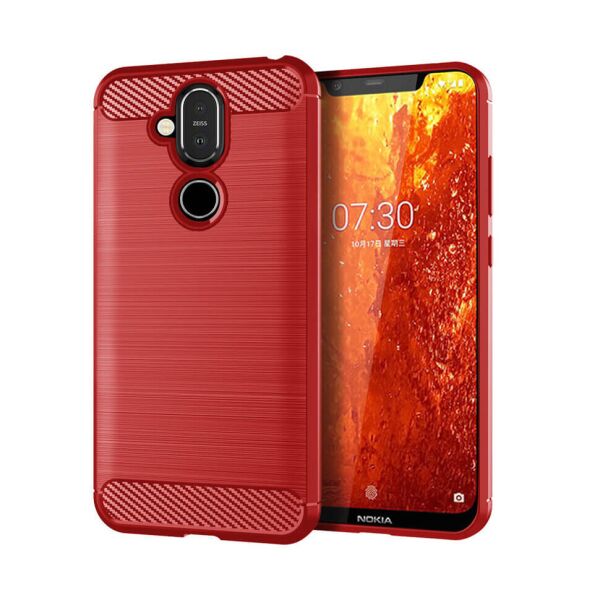 

Чехол Lenuo Carbon Fiber для Nokia 8.1 Red