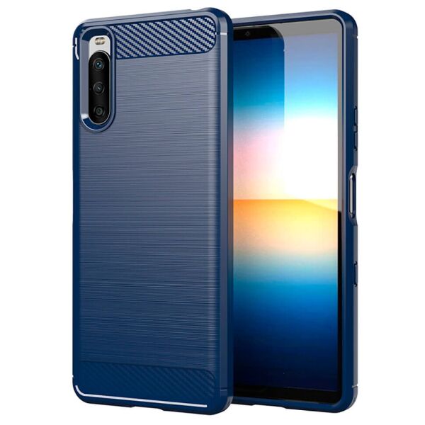 

Чехол Lenuo Carbon Fiber для Sony Xperia 5 II Navy Blue
