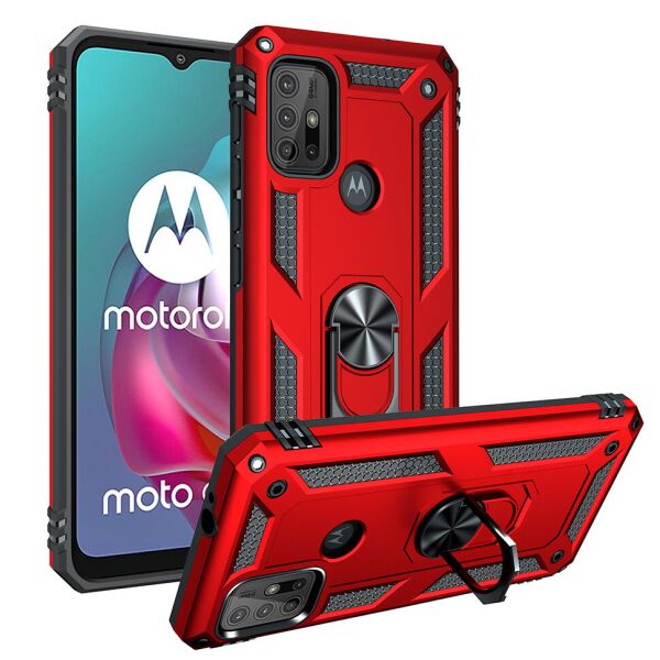 

Ударопрочный чехол Shell Ring для Motorola G10 Красный