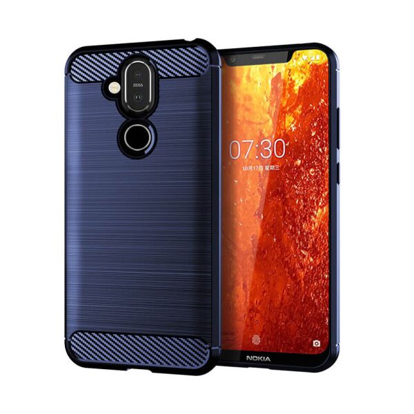 

Чехол Lenuo Carbon Fiber для Nokia 8.1 Navy Blue