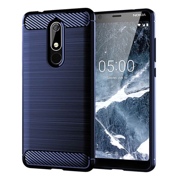 

Чехол Lenuo Carbon Fiber для Nokia 5.1 Navy Blue