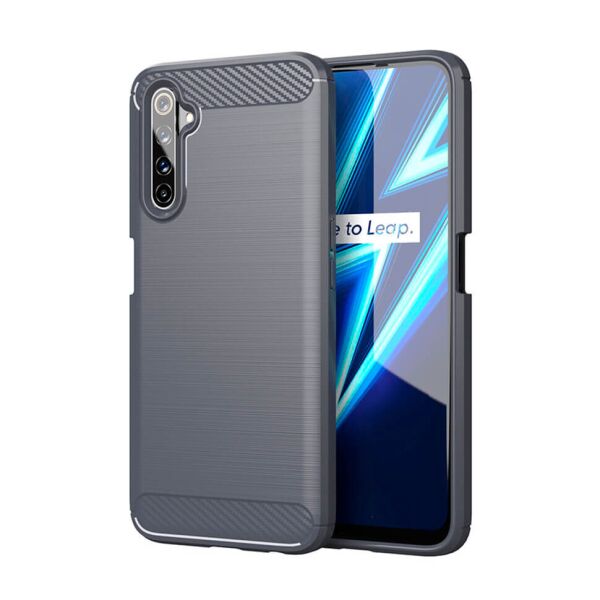 

Чехол Lenuo Carbon Fiber для Realme 6 Pro Gray