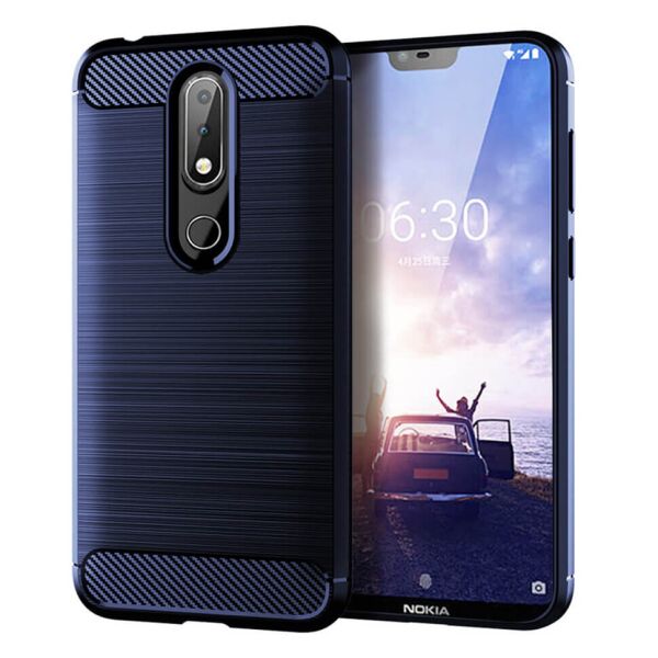 

Чехол Lenuo Carbon Fiber для Nokia 6.1 Plus / Nokia X6 Navy Blue