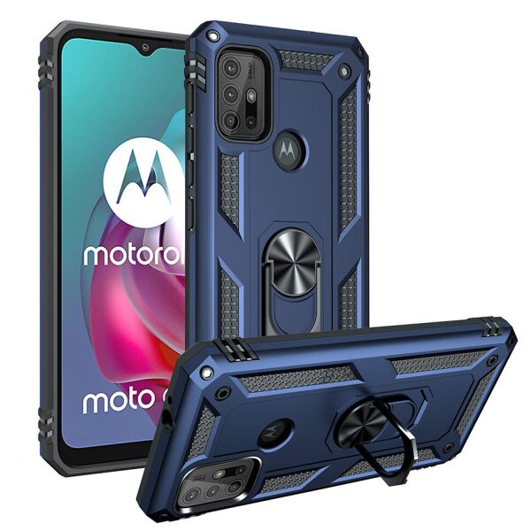 

Ударопрочный чехол Shell Ring для Motorola G20 Тёмно-синий