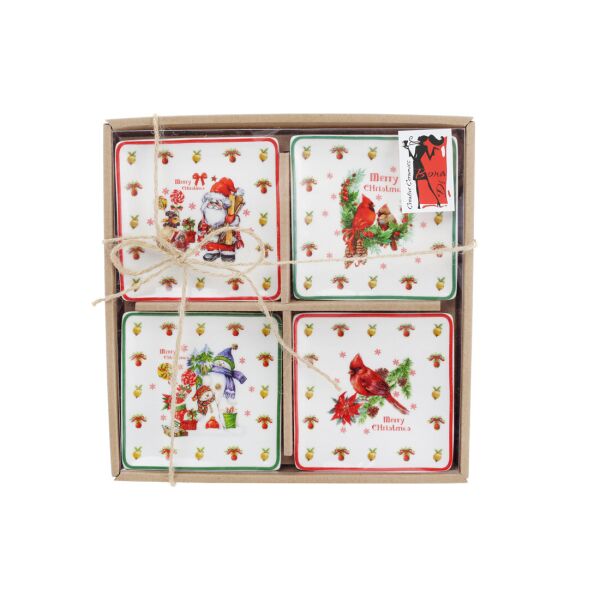

НАБОР (4 ШТ) ФАРФОРОВЫХ ТАРЕЛОЧЕК MERRY CHRISTMAS, 10СМ BONADI 283-107