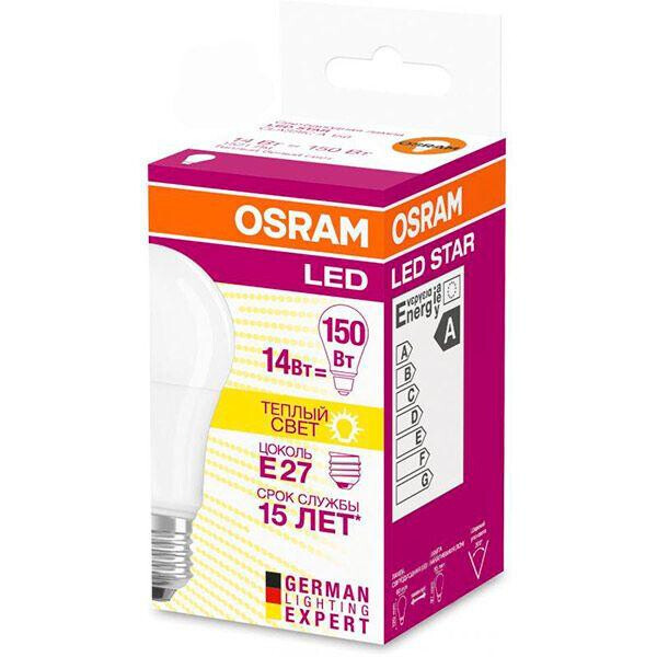 

Лампа светодиодная Osram A60 14 Вт E27 2700 К 220 В матовая