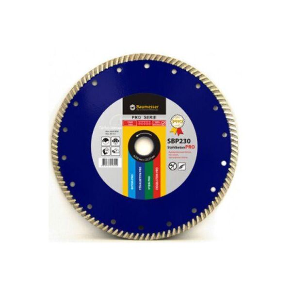 

Круг алмазный Baumesser Turbo Stahlbeton Pro 230x22.22 мм бетон