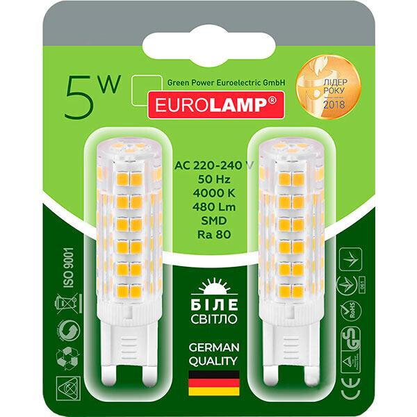 

Лампа светодиодная Eurolamp 2 шт./уп. MLP LED-G9-05274 5 Вт капсульная прозрачная G9 220 В 4000 К