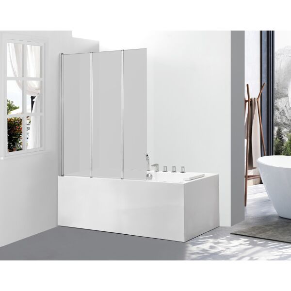 

Стеклянная шторка ширма для ванны AVKO Glass 542-3 120х140 Frosted, три секции, универсальная, душевая перегородка