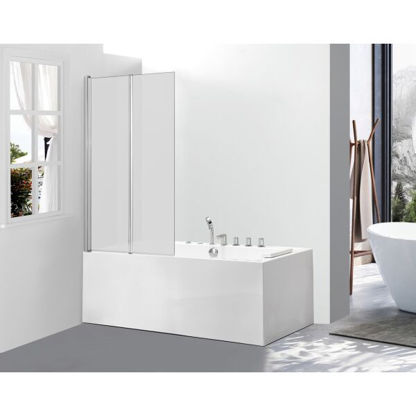 

Стеклянная шторка ширма для ванны AVKO Glass 542-2 100x140 Frosted, две секции, универсальная, душевая перегородка