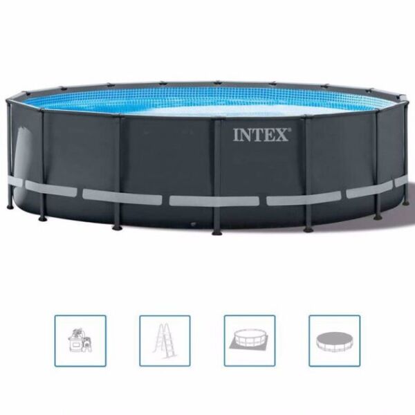 

Бассейн каркасный круглый INTEX 26326, 488x122 см, песочный фильтр-насос, лестница, подстилка, тент