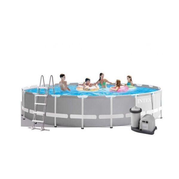 

Бассейн каркасный INTEX 26756, 610х132см, круглый, в комплекте: тент, подстилка, лестница, с фильтр-насосом 5678л/ч., обьем 32695 л