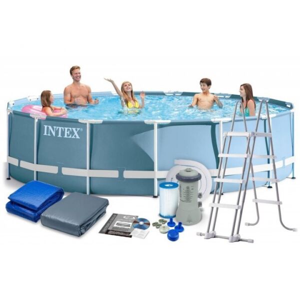 

Бассейн каркасный INTEX 26726, 457х122см круглый, в комплекте: тент, подстилка, лестница, с фильтр-насосом 3785л/ч.