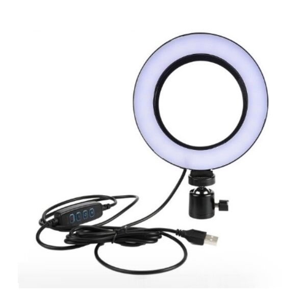 

Кольцевая светодиодная LED лампа RIAS L-147 20см USB управление на проводе без держателя (2_009343)