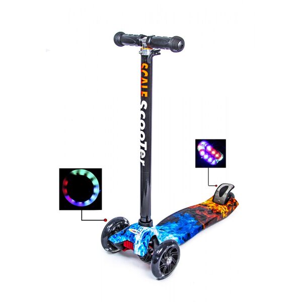 

Детский самокат MAXI Fire and Ice Светящиеся черные колеса