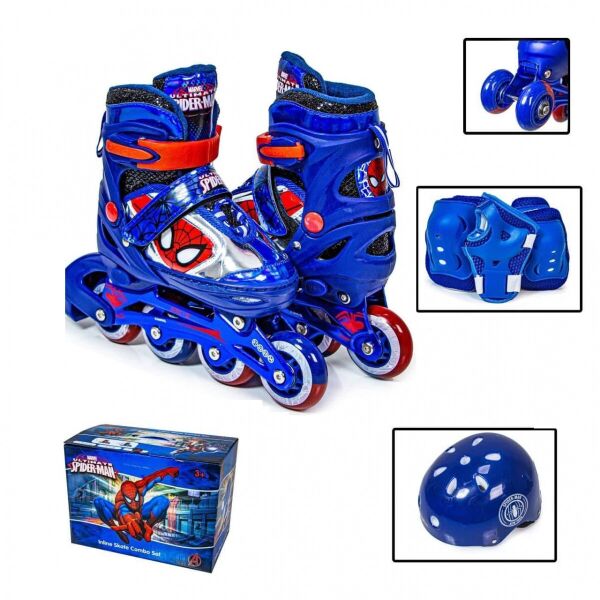 

Комплект роликов с защитой и шлемом Happy супер герои 35-38 синий