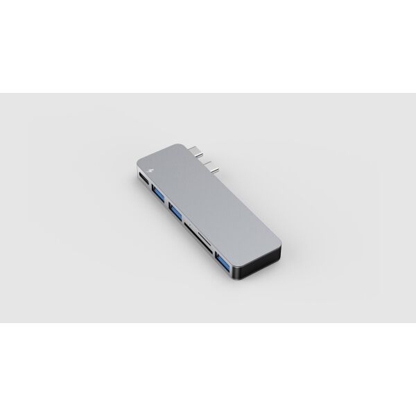 

USB-хаб Qitech Aluminum Mini Type-C + Type-A + MicroSD + SD для Macbook Pro и Air Space Gray (QT-Hub4)