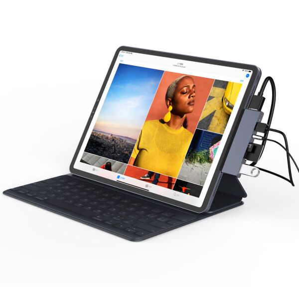 

USB-хаб для iPad aiLink Aluminum Type-C + Type-A + HDMI 4K + MicroSD + SD Space Gray (QT-Hub3)